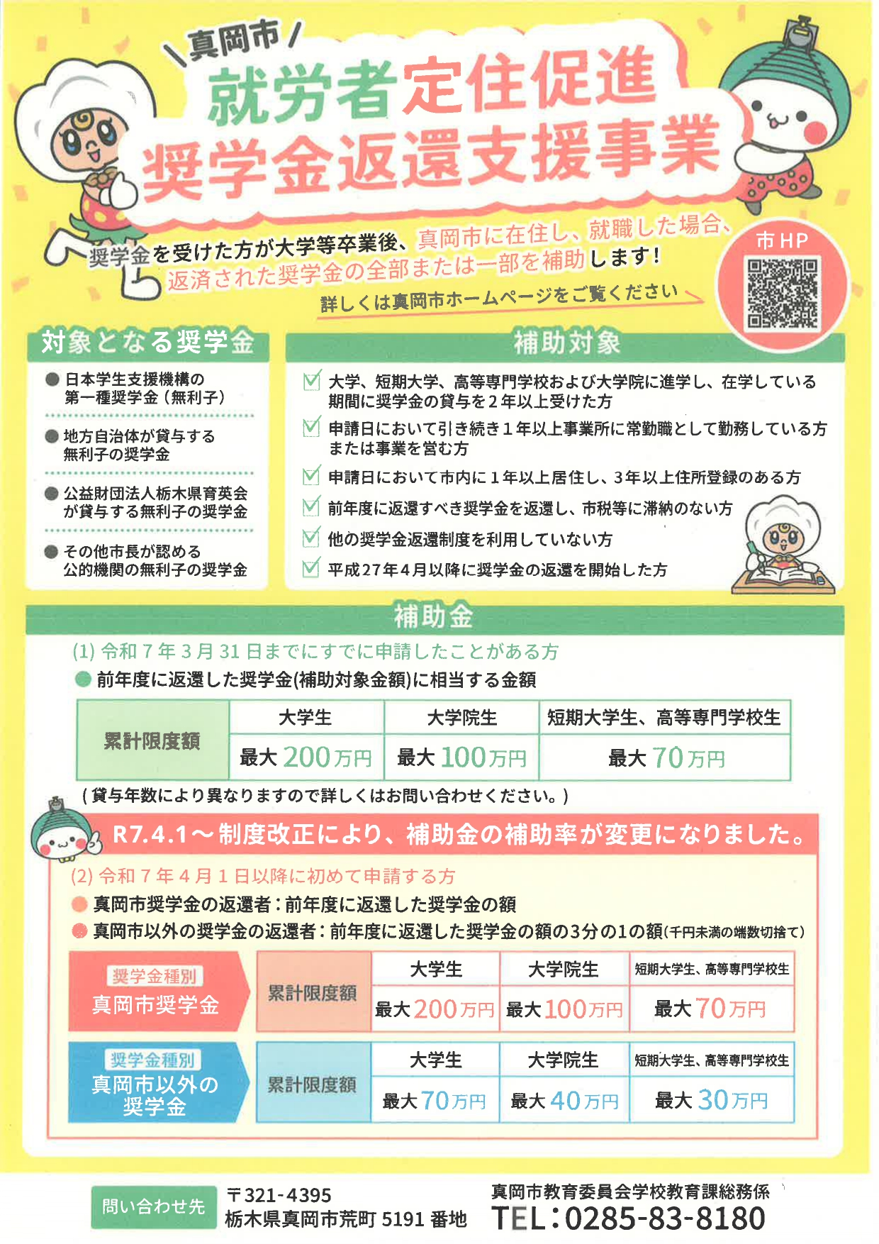 【栃木】真岡市　奨学金返還支援事業